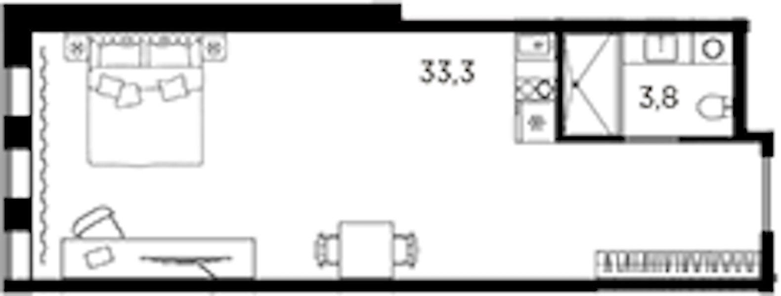 Квартира студия 37.1 м², 2/13 эт., ЖК «AVENIR Industrial»